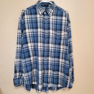 Dockers Men Blue/White Plaid Shirt Size L